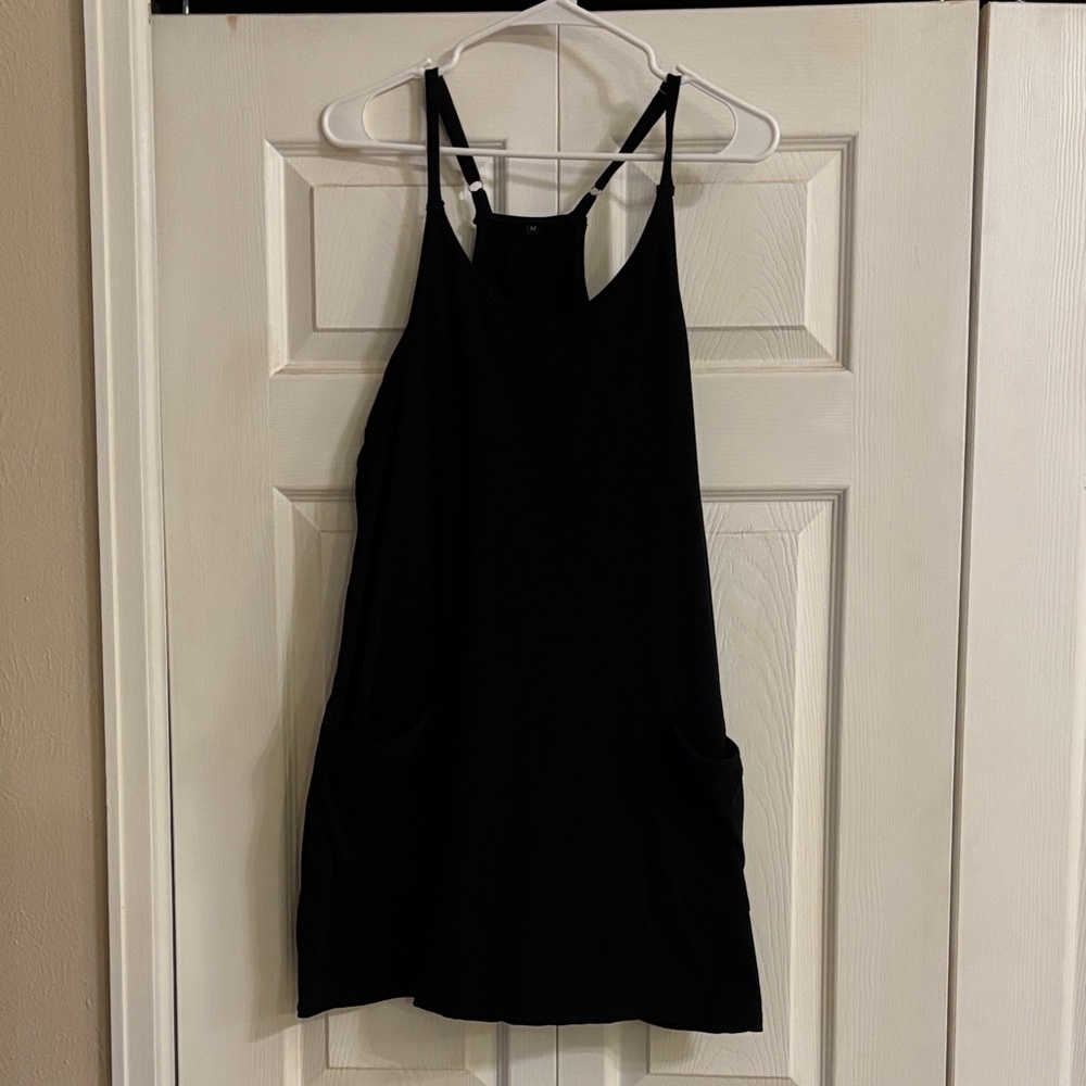 Amazon Fashion: black womans pull on mini dress with built in shape-wear.